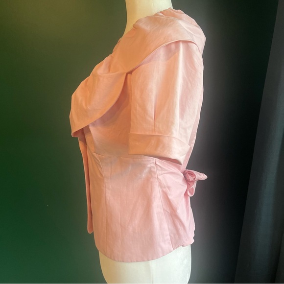 Salvatore Feraggamo Pink Blouse With Bow - Button Up Short Sleeve Shirt - Picture 8 of 13